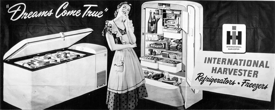 Vintage Case IH refrigerator and freezer ad